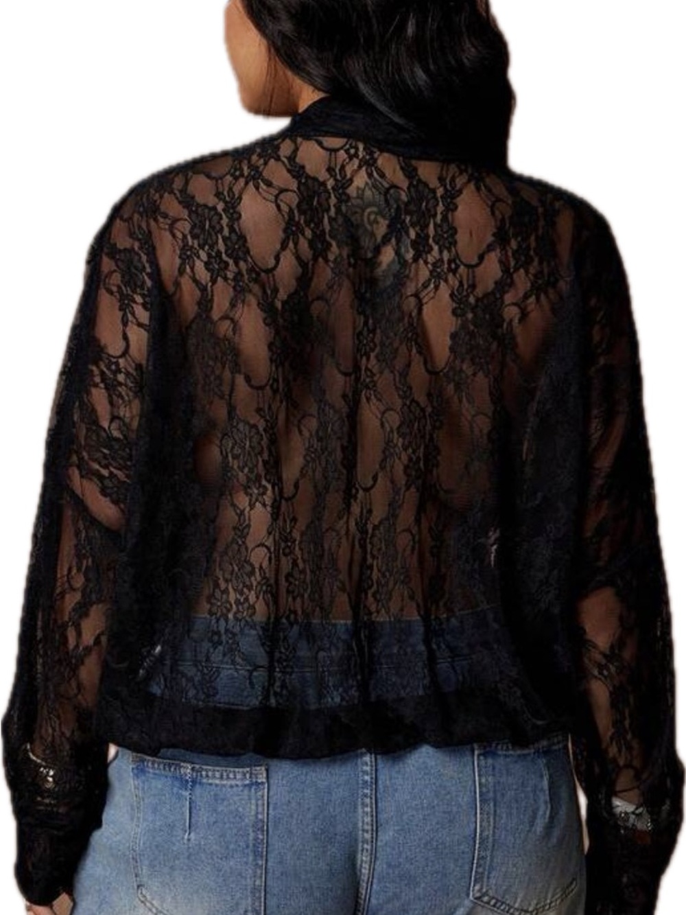 PLUS Lace Tie-Front Blouse - Picture 2 of 5